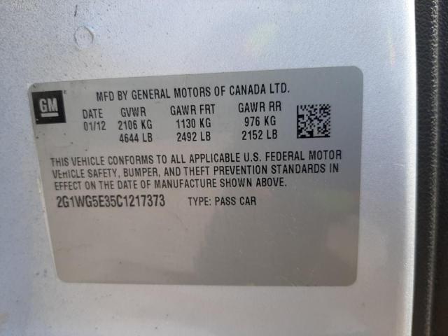 Photo 10 from auction – 2012 CHEVROLET IMPALA with VIN 2G1WG5E35C1217373