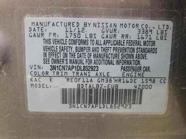 Photo 10 from auction – 2013 NISSAN VERSA S with VIN 3N1CN7AP1DL852923