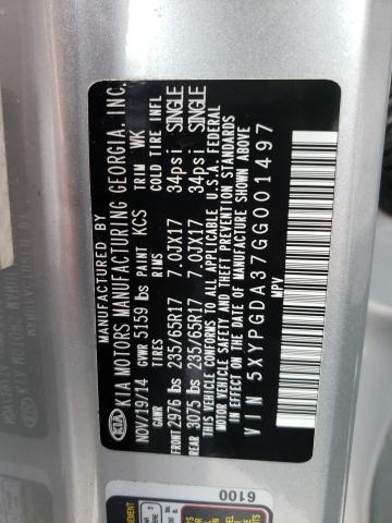 Photo 10 from auction – 2016 KIA SORENTO LX with VIN 5XYPGDA37GG001497