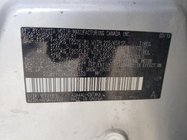 Photo 10 from auction – 2013 TOYOTA RAV4 LE with VIN 2T3BFREV4DW022553