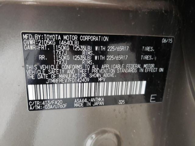 Photo 10 from auction – 2015 TOYOTA RAV4 XLE with VIN JTMRFREV7FD142409