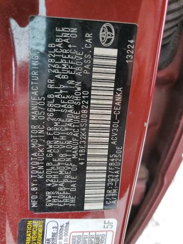 Photo 10 from auction – 2005 TOYOTA CAMRY LE with VIN 4T1BE32K45U082210