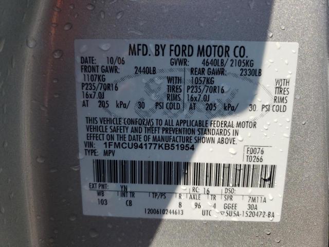 Photo 10 from auction – 2007 FORD ESCAPE LIM with VIN 1FMCU94177KB51954