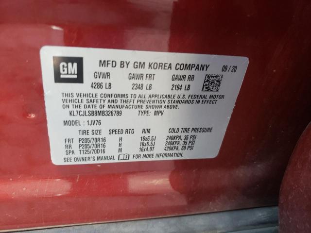 Photo 10 from auction – 2021 CHEVROLET TRAX 1LT with VIN KL7CJLSB8MB326789