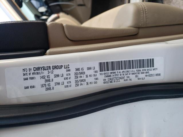 Photo 10 from auction – 2012 JEEP GRAND CHER with VIN 1C4RJFCT5CC246347