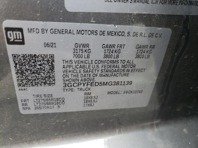 Photo 10 from auction – 2021 CHEVROLET SILVERADO with VIN 3GCPYFED5MG381139