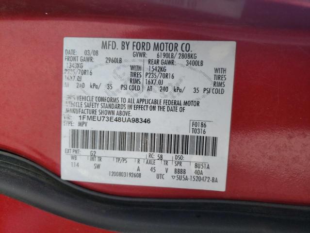 Photo 10 from auction – 2008 FORD EXPLORER X with VIN 1FMEU73E48UA98346