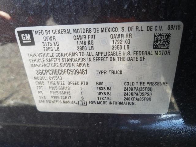 Photo 10 from auction – 2015 CHEVROLET SILVERADO with VIN 3GCPCREC8FG509481