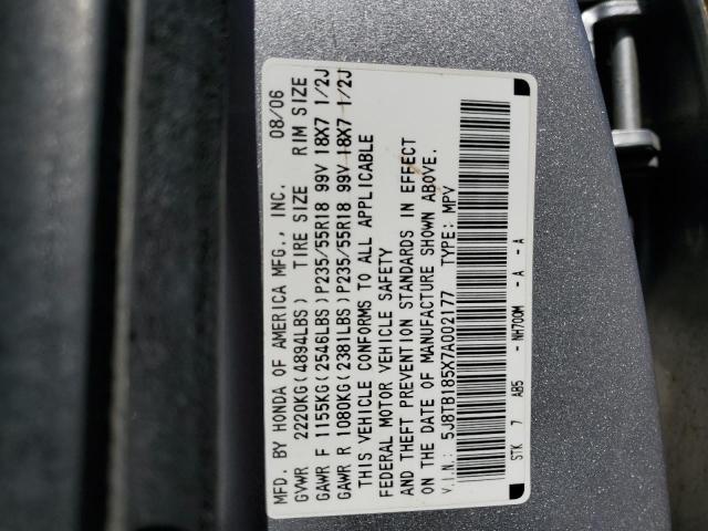 Photo 10 from auction – 2007 ACURA RDX TECHNO with VIN 5J8TB185X7A002177