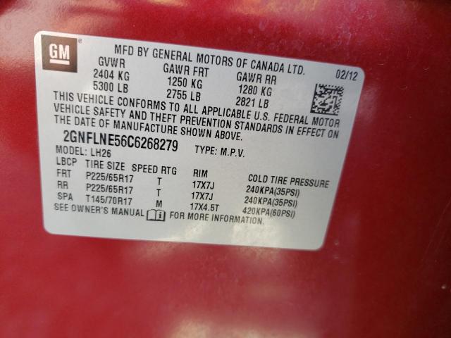 Photo 10 from auction – 2012 CHEVROLET EQUINOX LT with VIN 2GNFLNE56C6268279