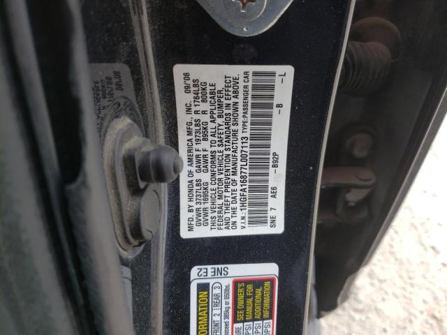 Photo 10 from auction – 2007 HONDA CIVIC EX with VIN 1HGFA16877L007113
