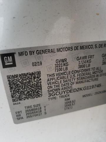 Photo 10 from auction – 2019 CHEVROLET SILVERADO with VIN 3GCUYDED2KG119745