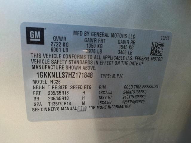 Photo 10 from auction – 2017 GMC ACADIA SLE with VIN 1GKKNLLS7HZ171848