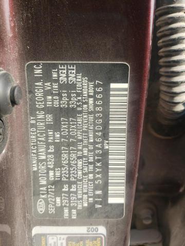 Photo 10 from auction – 2013 KIA SORENTO LX with VIN 5XYKT3A64DG386667