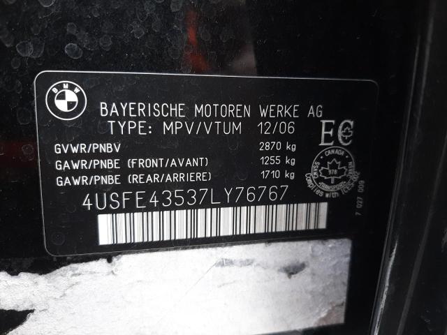 Photo 10 from auction – 2007 BMW X5 3.0I with VIN 4USFE43537LY76767