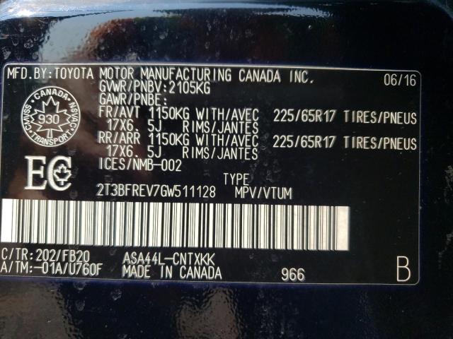 Photo 10 from auction – 2016 TOYOTA RAV4 LE with VIN 2T3BFREV7GW511128