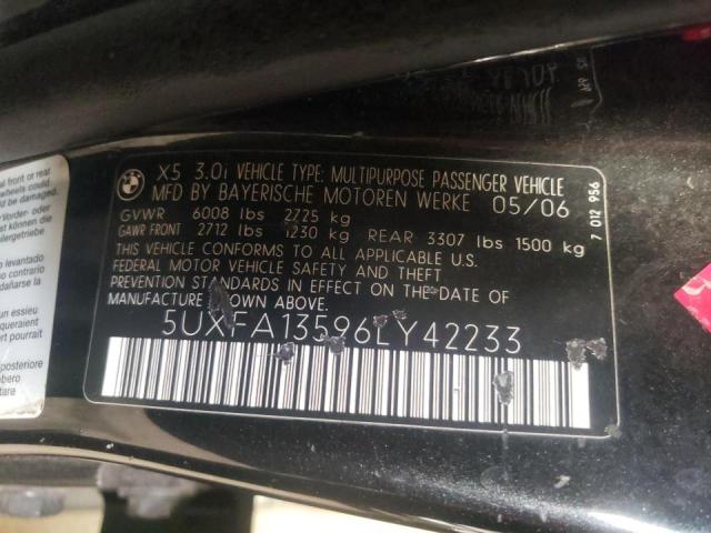 Photo 10 from auction – 2006 BMW X5 3.0I with VIN 5UXFA13596LY42233