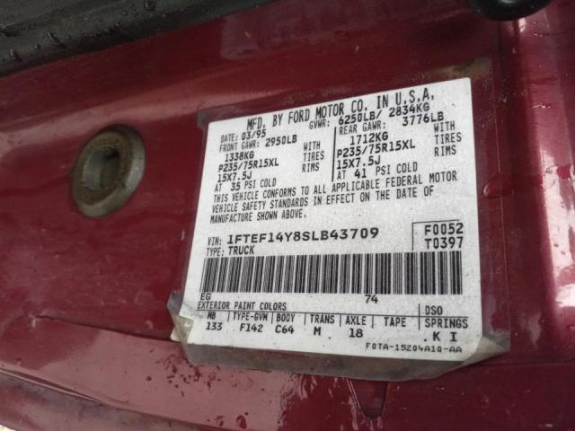 Photo 10 from auction – 1995 FORD F150 with VIN 1FTEF14Y8SLB43709