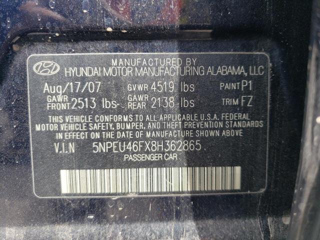 Photo 10 from auction – 2008 HYUNDAI SONATA SE with VIN 5NPEU46FX8H362865
