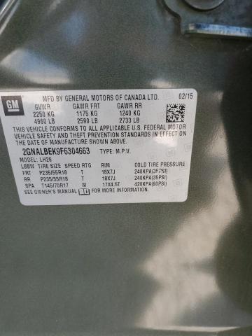 Photo 10 from auction – 2015 CHEVROLET EQUINOX LT with VIN 2GNALBEK9F6304663
