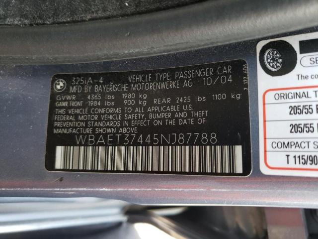 Photo 10 from auction – 2005 BMW 325 I with VIN WBAET37445NJ87788