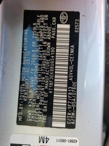 Photo 10 from auction – 2011 TOYOTA CAMRY BASE with VIN 4T1BF3EK8BU654190