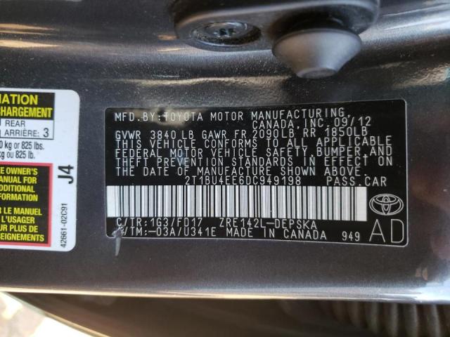 Photo 10 from auction – 2013 TOYOTA COROLLA BA with VIN 2T1BU4EE6DC949198