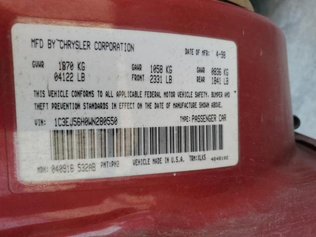 Photo 10 from auction – 1998 CHRYSLER CIRRUS LXI with VIN 1C3EJ56H0WN280550