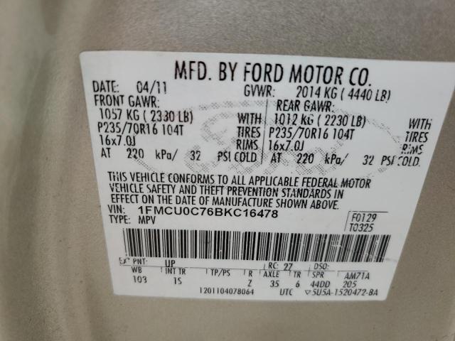 Photo 10 from auction – 2011 FORD ESCAPE XLS with VIN 1FMCU0C76BKC16478
