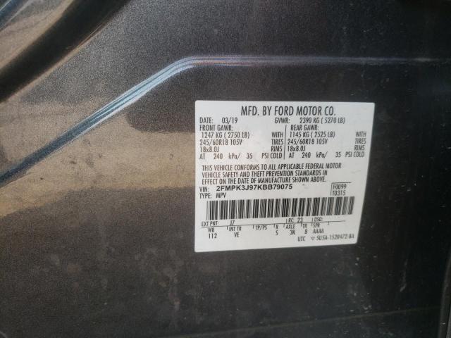 Photo 10 from auction – 2019 FORD EDGE SEL with VIN 2FMPK3J97KBB79075