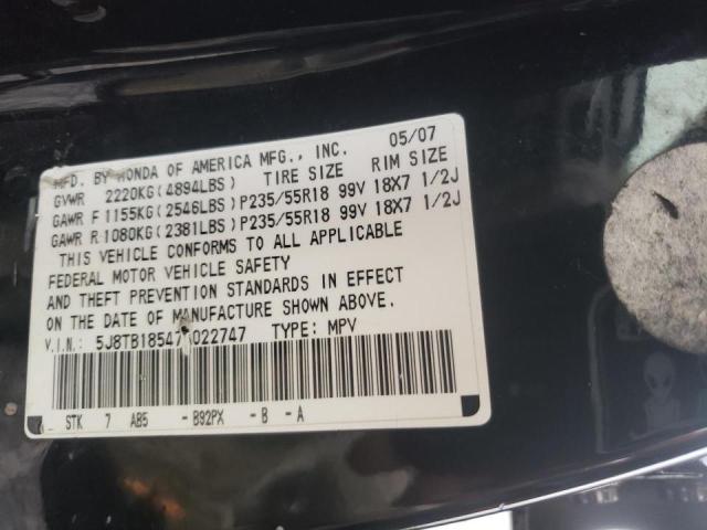 Photo 10 from auction – 2007 ACURA RDX TECHNO with VIN 5J8TB18547A022747