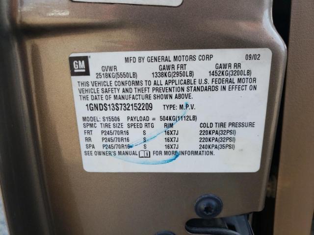 Photo 10 from auction – 2003 CHEVROLET TRAILBLAZE with VIN 1GNDS13S732152209