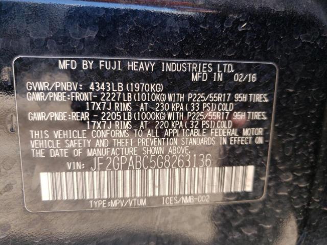 Photo 10 from auction – 2016 SUBARU CROSSTREK with VIN JF2GPABC5G8263136
