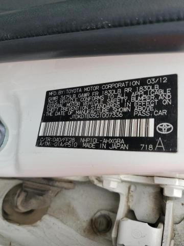 Photo 10 from auction – 2012 TOYOTA PRIUS C with VIN JTDKDTB35C1007336