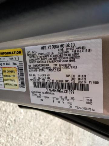 Photo 10 from auction – 2016 FORD FUSION SE with VIN 3FA6P0H70GR131999