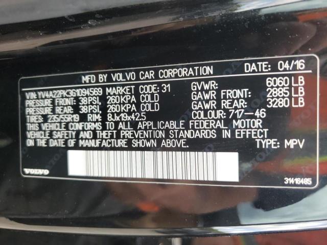 Photo 10 from auction – 2016 VOLVO XC90 T6 with VIN YV4A22PK3G1094569