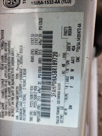 Photo 10 from auction – 2011 FORD FUSION SE with VIN 3FAHP0HA5BR189720