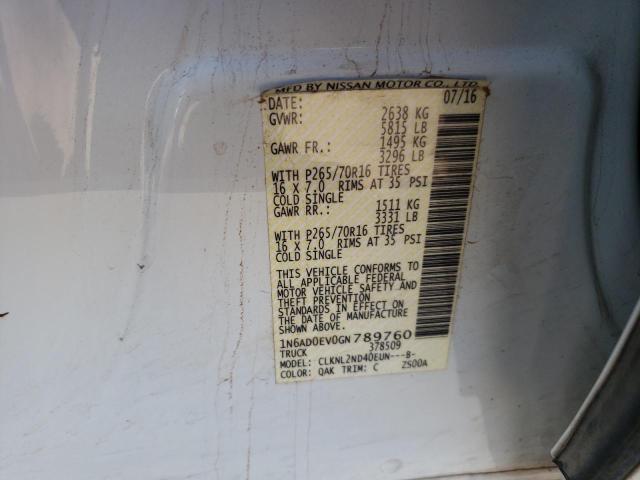 Photo 10 from auction – 2016 NISSAN FRONTIER S with VIN 1N6AD0EV0GN789760