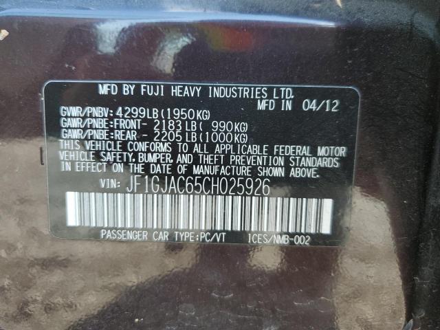 Photo 10 from auction – 2012 SUBARU IMPREZA PR with VIN JF1GJAC65CH025926