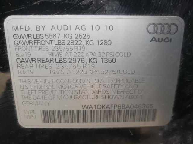 Photo 10 from auction – 2011 AUDI Q5 PREMIUM with VIN WA1DKAFP8BA046365