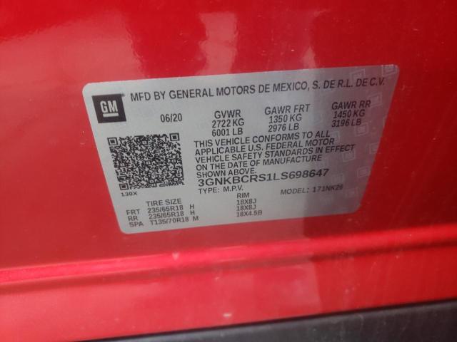 Photo 10 from auction – 2020 CHEVROLET BLAZER 2LT with VIN 3GNKBCRS1LS698647