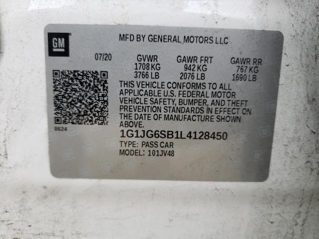 Photo 10 from auction – 2020 CHEVROLET SONIC with VIN 1G1JG6SB1L4128450