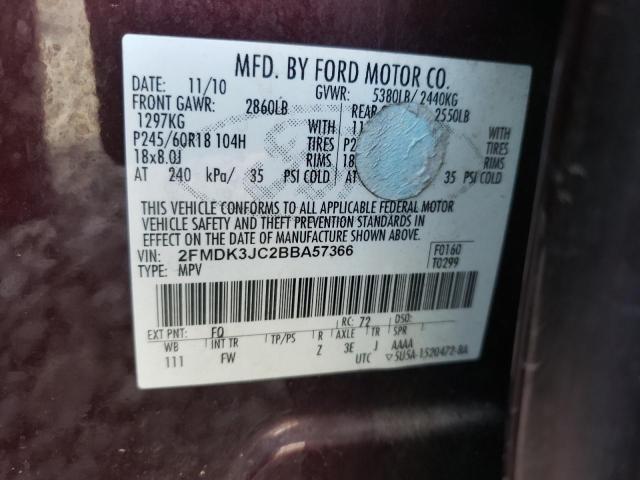 Photo 10 from auction – 2011 FORD EDGE SEL with VIN 2FMDK3JC2BBA57366