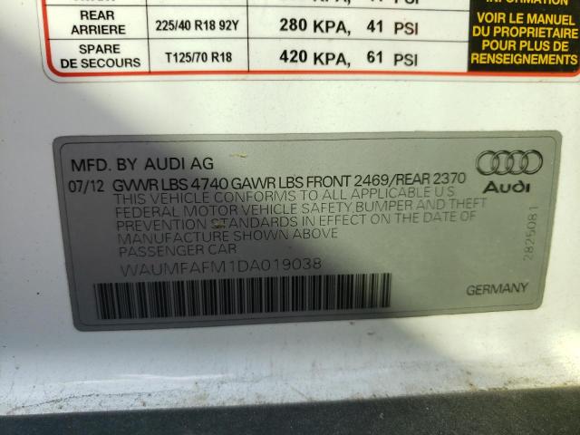 Foto 10 de la subasta – 2013 AUDI A3 PREMIUM con VIN WAUMFAFM1DA019038