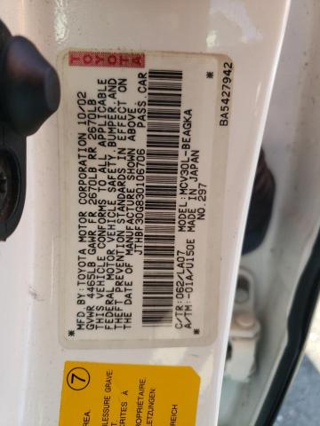 Photo 10 from auction – 2003 LEXUS ES 300 with VIN JTHBF30G830106706