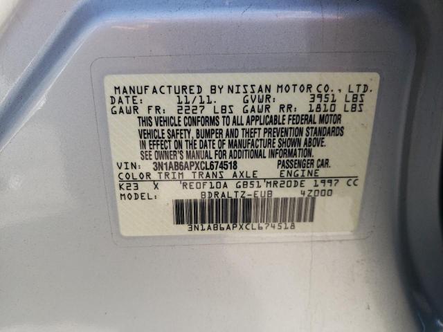 Photo 10 from auction – 2012 NISSAN SENTRA 2.0 with VIN 3N1AB6APXCL674518