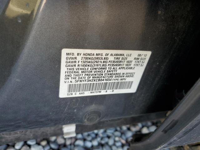 Photo 10 from auction – 2012 HONDA PILOT LX with VIN 5FNYF3H2XCB041654