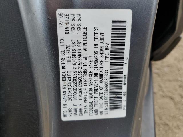 Photo 10 from auction – 2006 HONDA CR-V EX with VIN JHLRD78846C025833