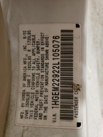 Photo 10 from auction – 2002 HONDA CIVIC EX with VIN 1HGEM22922L105076