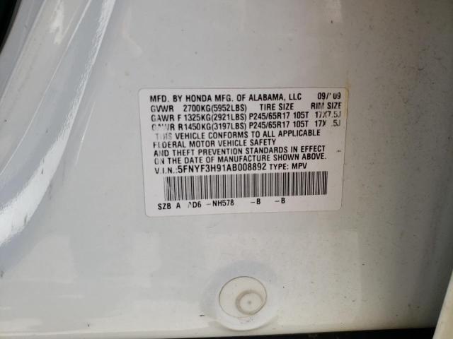 Photo 9 from auction – 2010 HONDA PILOT TOUR with VIN 5FNYF3H91AB008892